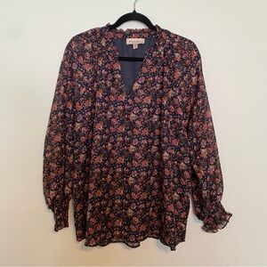 NWOT Philosophy Navy and Pink Floral Blouse